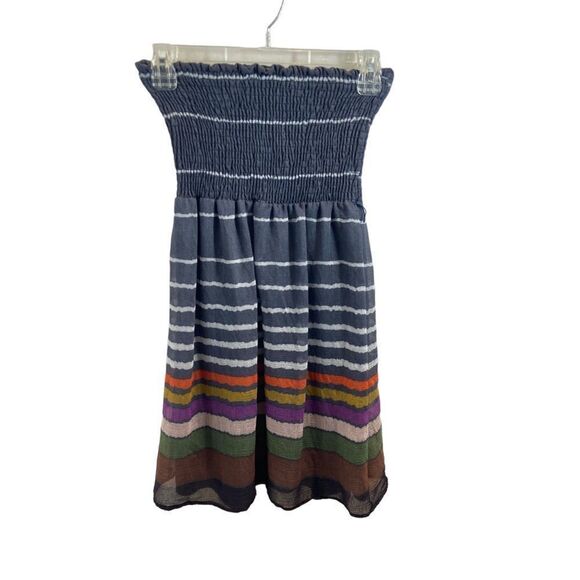 Hello Miss Strapless‎ Shirred Top Mini Dress Grey with Stripes Size Small - Picture 10 of 14